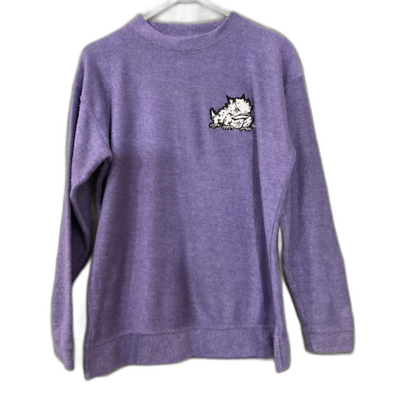 TCU Horned Frogs Terry Cloth Athleisure Top women’s S Purple embroidered logo - Picture 1 of 12
